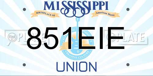 851EIE Mississippi License Plate