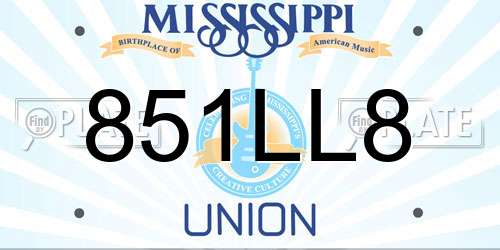851LL8 Mississippi License Plate