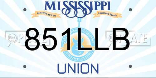851LLB Mississippi License Plate