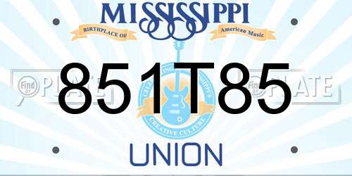 851T85 Mississippi License Plate
