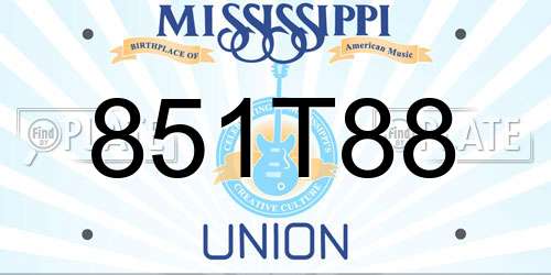 851T88 Mississippi License Plate