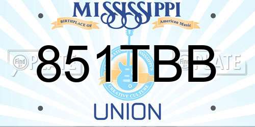 851TBB Mississippi License Plate