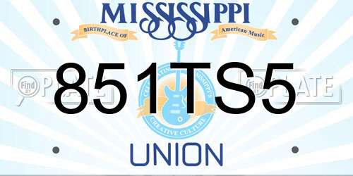851TS5 Mississippi License Plate