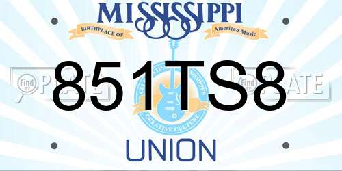 851TS8 Mississippi License Plate