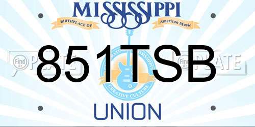 851TSB Mississippi License Plate
