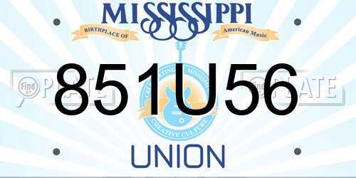 851U56 Mississippi License Plate