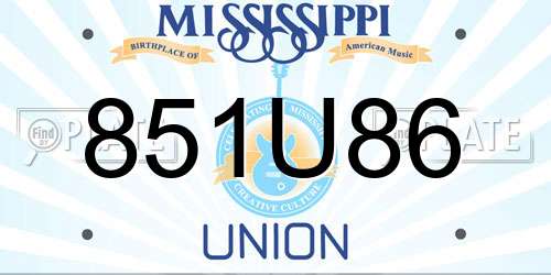 851U86 Mississippi License Plate