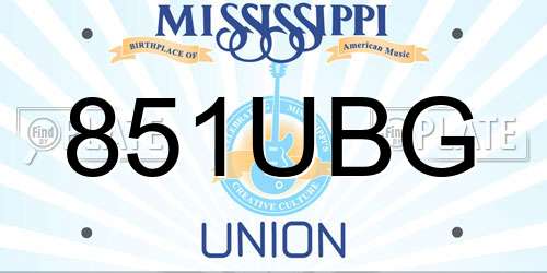 851UBG Mississippi License Plate