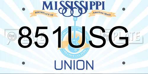 851USG Mississippi License Plate