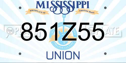 851Z55 Mississippi License Plate