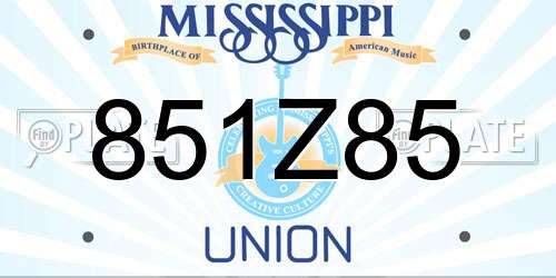 851Z85 Mississippi License Plate
