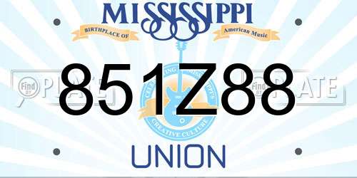 851Z88 Mississippi License Plate