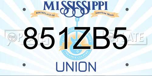 851ZB5 Mississippi License Plate