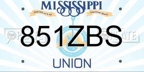 851ZBS Mississippi License Plate