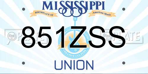 851ZSS Mississippi License Plate