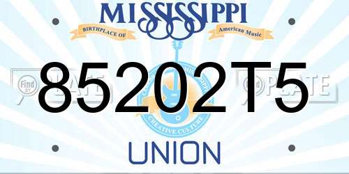85202T5 Mississippi License Plate