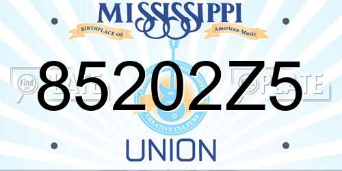 85202Z5 Mississippi License Plate