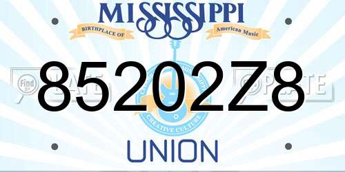 85202Z8 Mississippi License Plate