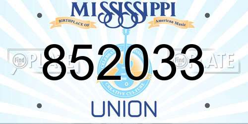 852033 Mississippi License Plate