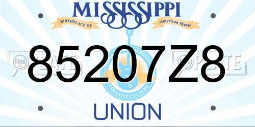 85207Z8 Mississippi License Plate