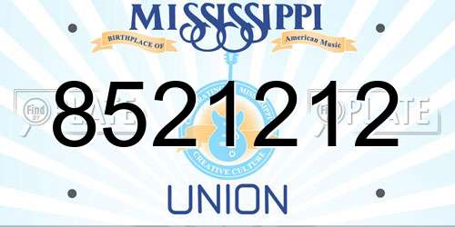 8521212 Mississippi License Plate
