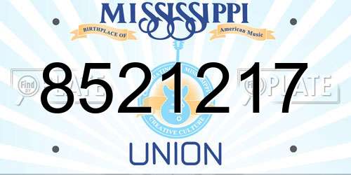 8521217 Mississippi License Plate