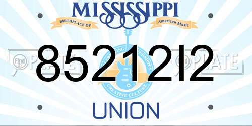 85212I2 Mississippi License Plate
