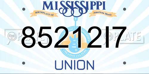85212I7 Mississippi License Plate