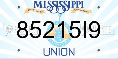 85215I9 Mississippi License Plate