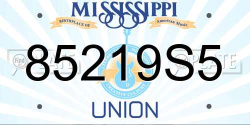 85219S5 Mississippi License Plate