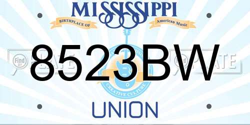 8523BW Mississippi License Plate