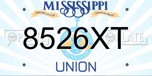 8526XT Mississippi License Plate