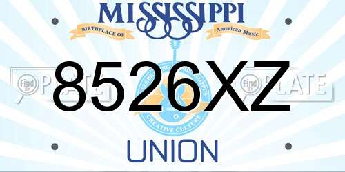 8526XZ Mississippi License Plate