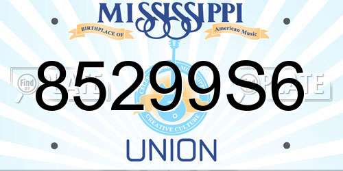 85299S6 Mississippi License Plate