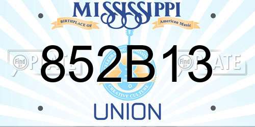 852B13 Mississippi License Plate