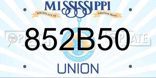 852B50 Mississippi License Plate