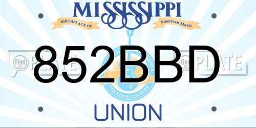 852BBD Mississippi License Plate
