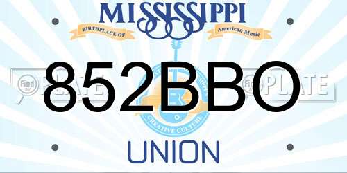 852BBO Mississippi License Plate