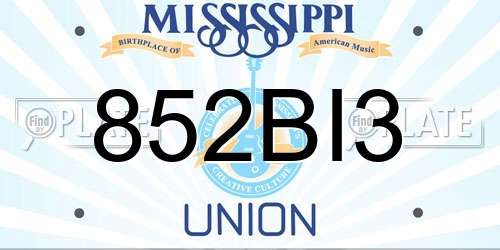 852BI3 Mississippi License Plate