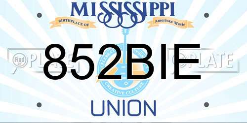 852BIE Mississippi License Plate