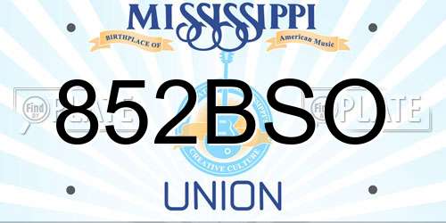 852BSO Mississippi License Plate