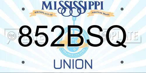 852BSQ Mississippi License Plate