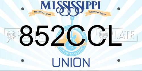 852CCL Mississippi License Plate