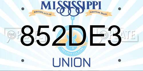 852DE3 Mississippi License Plate