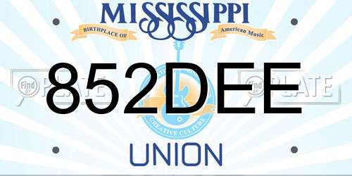 852DEE Mississippi License Plate