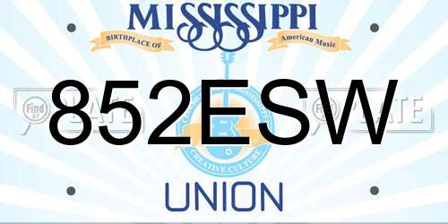 852ESW Mississippi License Plate