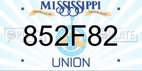 852F82 Mississippi License Plate