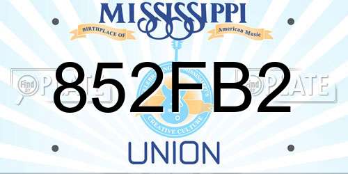 852FB2 Mississippi License Plate