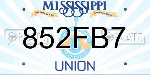 852FB7 Mississippi License Plate