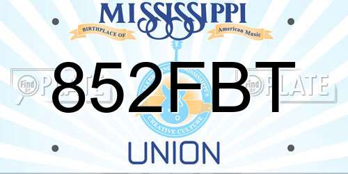852FBT Mississippi License Plate